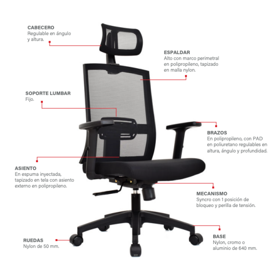 Silla de oficina ergonómica Monk